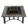 Outdoor Fire Pit table with ceramic tile,Screen, Cover, and Poker (Black)