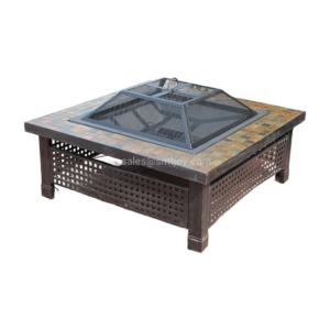 Square Natural Slate 34-Inch Fire Pit Table