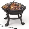 Black Steel Fire Bowl with Grate & Poker