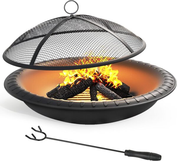 Fire bowl with mesh lid