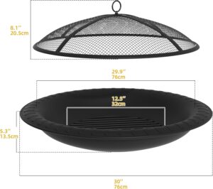 black powder-coated fire pit