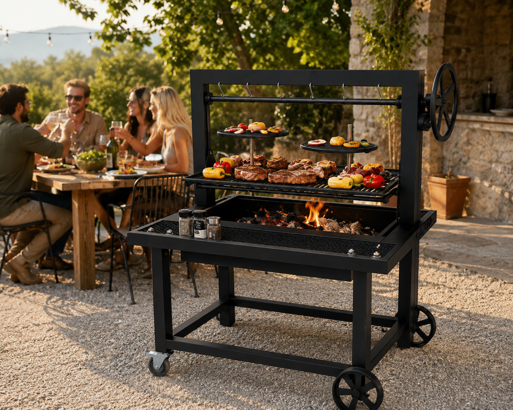 Heavy Duty Santa Maria BBQ Grill | Adjustable Height Outdoor Charcoal Grill for Commercial & Backyard Use 1